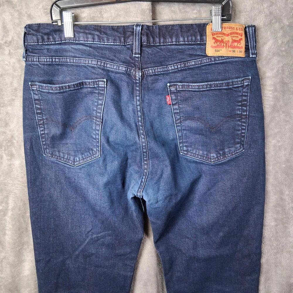 Mens Levis 514 36x30 Straight Fit Stretch Denim Dark Blue Wash Inseam 29 - Picture 4 of 6